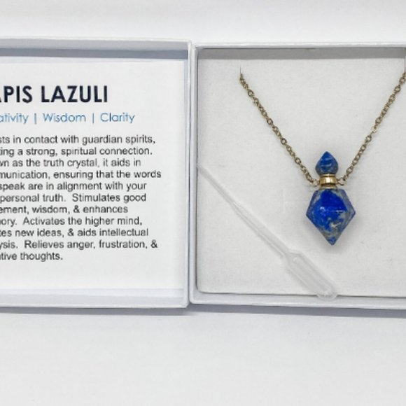 Crystal Perfume Necklace - Lapis Lazuli- Jeanie Bottle - Picture 2 of 2